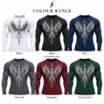 PSI prosidz industries wholesale compression shirts in white, black, navy, charcoal, burgundy and forest green phoenix colour concepts.