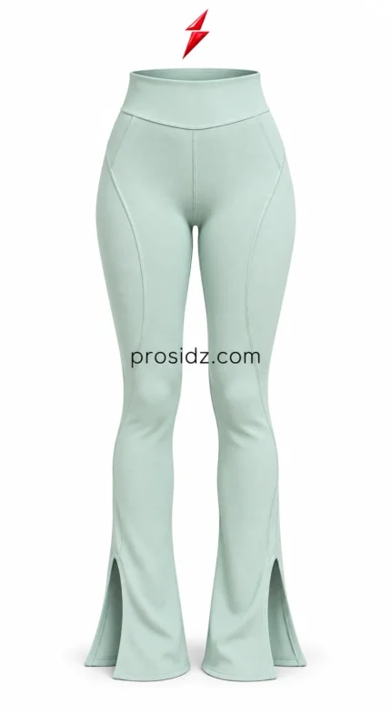 PSI and prosidz industries Wholesale Flared Leggings color concepts in mint, black, navy, grey, rose, and brown with matching contour seams